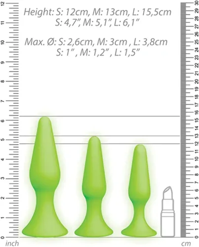 Miniatura 4 de Ouch GITD OU736GLO - Juego de enchufes de silicona (3 piezas)