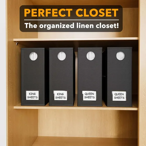 Miniatura 5 de SpaceAid Paquete de 4 Organizadores y Almacenamiento de Sábanas de Cama, Organizador de Sábanas Plegable para Armario de Ropa Blanca, Carpeta Negro