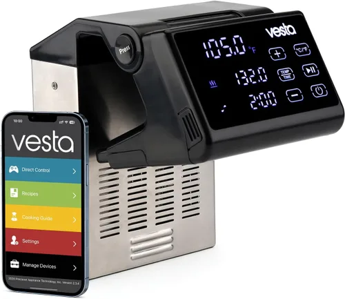 Vesta Precision Sous Vide Cooker, certificado NSF, capacidad de 40 L, control de aplicaciones, pantalla de visualización grande, diseño plegable,