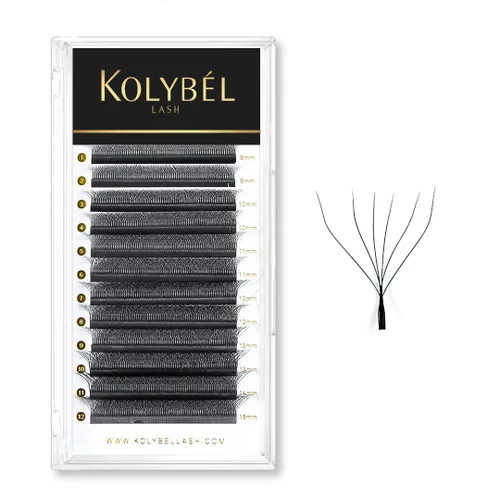 Miniatura 21 de KOLYBEL Extensión de pestañas W con floración automática, volumen 4D, pestañas postizas en abanico 0.07 C/D, rizo de visón sintético, color negro