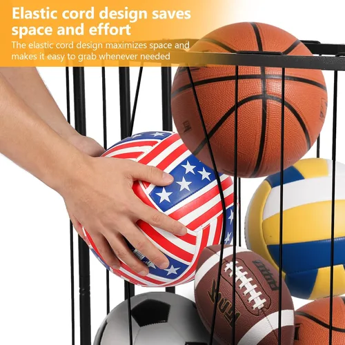 Miniatura 3 de Columnar - Estantes verticales de almacenamiento de bolas con ruedas, soporte de pared duradero para baloncesto, voleibol, ahorro de espacio