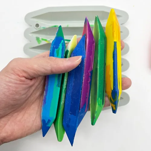 Miniatura 6 de DLUCKY Molde de reciclaje de crayón, 4 unidades, molde de silicona 3D de doble punta, apto para horno, silicona pura, molde de crayón reutilizable