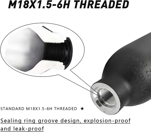 Miniatura 5 de Botella de aire de aluminio de 4500 psi, cilindro de PCP aeronáutico a prueba de explosiones de 30 Mpa, tanque de alta presión recargable M18 * 1.5