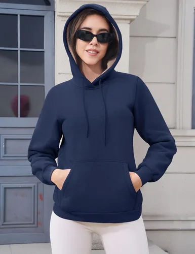 Miniatura 3 de MAGCOMSEN Sudaderas con capucha para mujer, con forro de sherpa, de vellón, para invierno, cálido, pesado, de algodón, con bolsillo