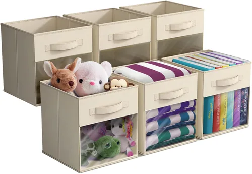 Miniatura 11 de Sorbus Contenedores de almacenamiento de 11 pulgadas con ventana transparente, 6 cestas plegables para organizar ropa, juguetes, libros, cubos