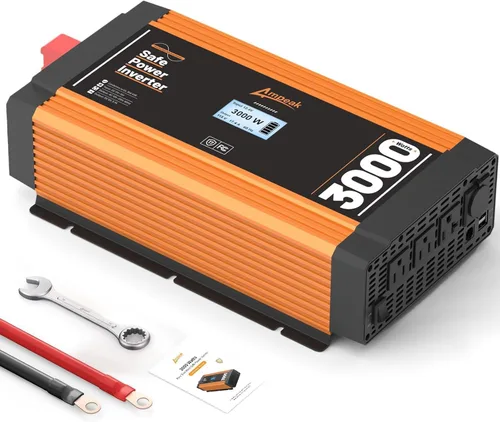 Miniatura 7 de Ampeak Inversor de potencia de 1500 W, 6.2 A, puertos USB duales, 3 salidas AC, inversor de corriente continua de 12 V a CA 110 V, puerto