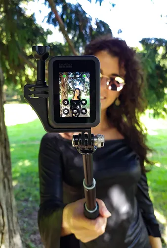 Miniatura 2 de Soporte vertical negro para GoPro Hero 4/5/6/7/8/9, DJI Osmo Action, compatible con iPhone