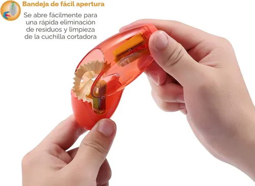 Miniatura 4 de Bostitch Sacapuntas de oficina, manual, Twist-n-Sharp con bandeja de virutas, niños, niñas, lápices de colores, paquete de 3, azul, naranja, rosa