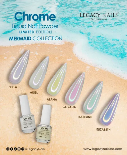 Miniatura 5 de LEGACY NAILS Polvo líquido profesional para uñas CROMADO - ALANA 0.2 fl oz - Revela la magia de los efectos iridiscentes, nacarados y metálicos - Di
