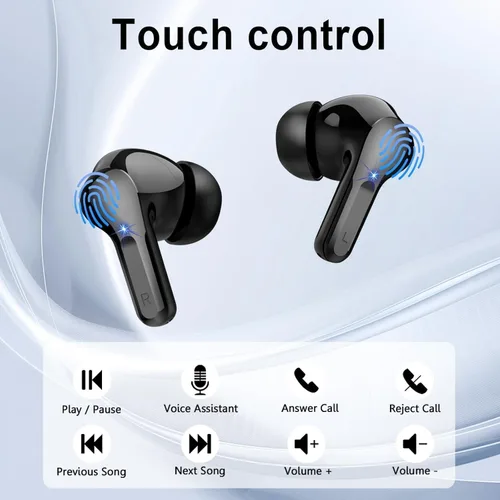 Miniatura 6 de Auriculares inalámbricos, auriculares Bluetooth 5.4 HiFi Stereo, auriculares con 4 micrófonos ENC con cancelación de ruido, auriculares Bluetooth