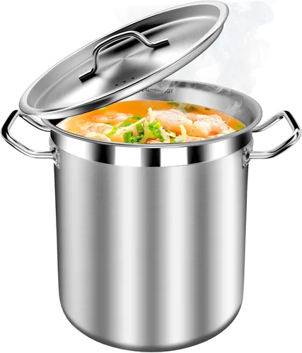 Miniatura 13 de STOCKPOT Olla de cocina, olla de acero inoxidable, olla de sopa con tapa de vidrio, ollas de inducción - 6 cuartos