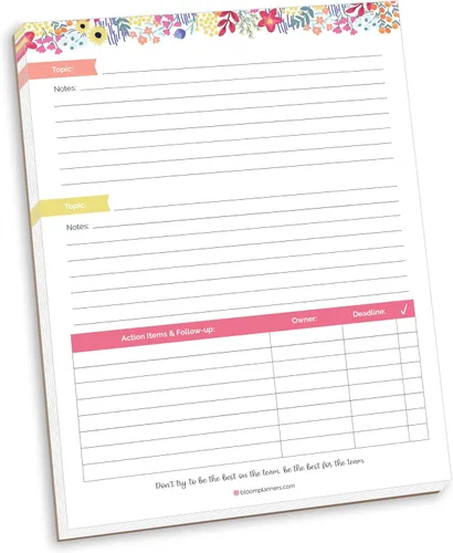 Miniatura 2 de bloom daily planners 8.5" x 11" Double Sided Meeting Pad - Topics, Takeaways, Action Items & Follow-Ups - Undated Meeting Notes Agenda Organizer