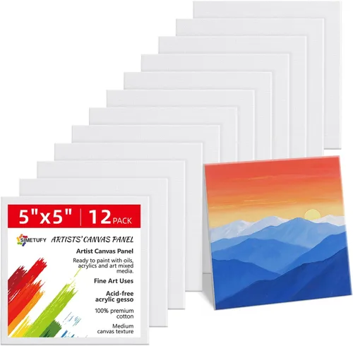 Miniatura 19 de Simetufy Paquete de 12 tableros de lienzo de 9 x 12 pulgadas para pintar paneles de lienzo, imprimados con gesso sin ácidos, 100% algodón