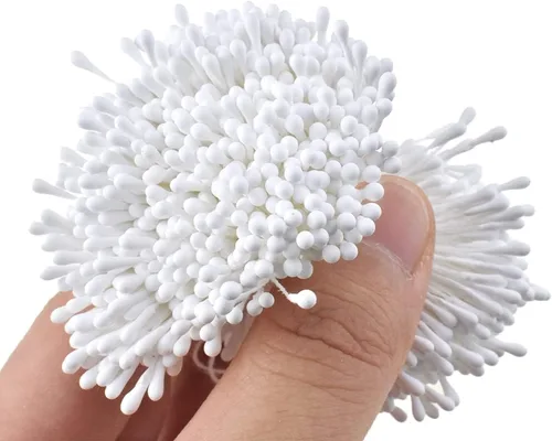 Miniatura 27 de HAHIYO 1000 piezas de 0.039 in negro perla doble cabeza flor Pistilo para hacer flores, decoración de álbumes de recortes, mini hecho a mano