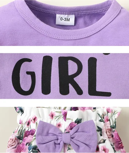 Miniatura 62 de SUNNY PIGGY Ropa para bebé recién nacida, con volantes, mameluco de algodón floral, conjunto de pantalones de algodón para niñas