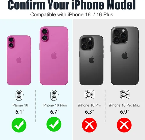 Miniatura 2 de AGVEE Paquete de 6 protectores de lente de cámara para iPhone 16 de 6.1 pulgadas/16 Plus de 6.7 pulgadas, anillo de metal con purpurina brillante
