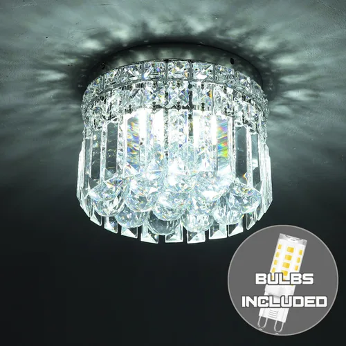 Miniatura 2 de Mini candelabro redondo moderno de cristal empotrado de 7.8 pulgadas, lámpara de techo de 4 luces G9 para armario, vestíbulo, pasillo, dormitorio