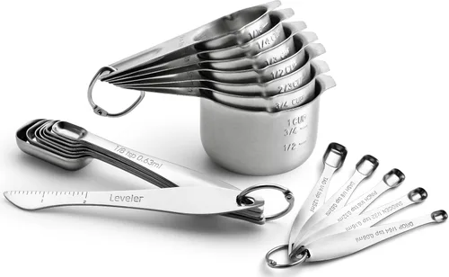 Miniatura 11 de Spring Chef Stainless Steel Measuring Cups and Spoons Set of 10, Nesting Kitchen Metal Measuring Cups and Spoons Set for Dry and Liquid Ingredients