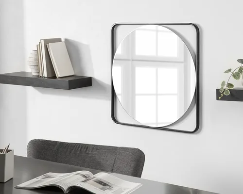 Miniatura 2 de Kate and Laurel Nobles Radius - Espejo esquinero enmarcado, 24x24, negro