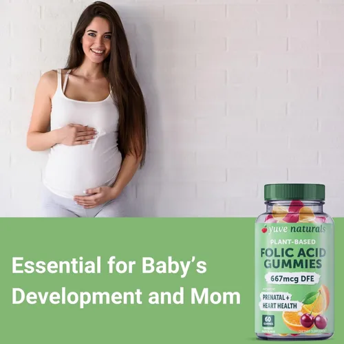 Miniatura 4 de Yuve Gomitas prenatales para mujeres – Ácido fólico 667 mcg DFE – Gomitas de vitaminas para el embarazo – Apoyo hormonal y ácido fólico – Vegano