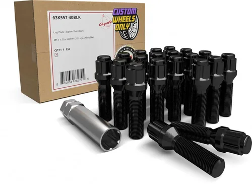 Miniatura 19 de Wheel Accessories Parts Juego de 20 pernos de orejeta M14 x 1.25 rosca Bellota para asiento con acabado negro, longitud de vástago de 0.99 pulgadas