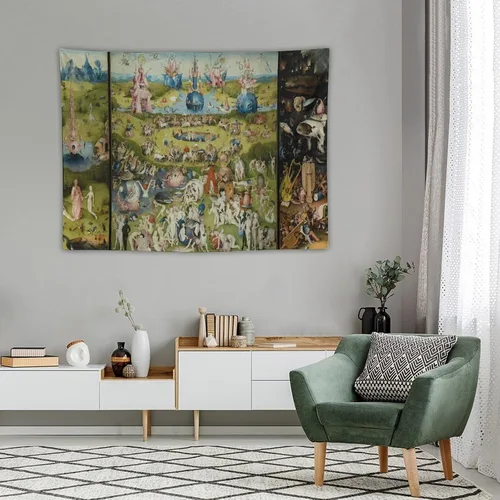 Miniatura 4 de JU XIANG Hieronymus - Tapiz de Bosch, diseño de jardín de delicias terrenales, decoración del hogar, arte de pared, impresión para dormitorio
