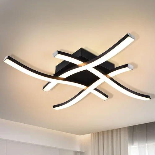 Miniatura 12 de EDISLIVE Moderna lámpara de techo LED regulable curva, 2 luces de 22.5 pulgadas, lámpara de techo minimalista LED empotrada para dormitorio