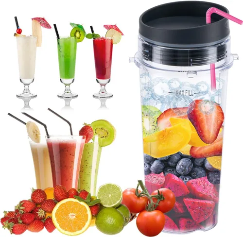 Miniatura 5 de Taza de licuadora de repuesto de 16 oz para Ninja, taza de licuadora de una sola porción con tapas para licuadoras BL770 BL780 BL660 BL740 BL810