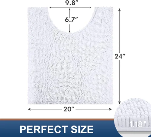 Miniatura 2 de Smiry Juego de tapetes de baño y alfombra de inodoro en forma de U, lavable a máquina, antideslizante, absorbente, alfombra de baño lanuda