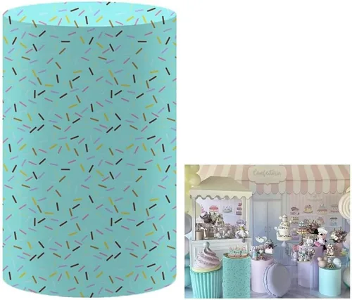 Miniatura 9 de Fundas de mesa cilíndricas con esmalte de dona blanca para dulces helados, dulces, fiestas, cubierta de pedestal, baby shower, niñas, decoración
