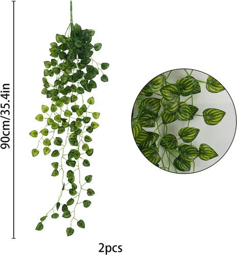 Miniatura 7 de Uieke 2 plantas colgantes artificiales de 3.1 pies, guirnalda de hiedra artificial, guirnalda colgante de vid, vegetación sintética para exteriores
