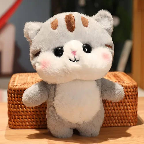 Miniatura 6 de Juguete de peluche de pato con 9 trajes y accesorios para combinar con ropa de vestir para niños (12 pulgadas) (gato gris)