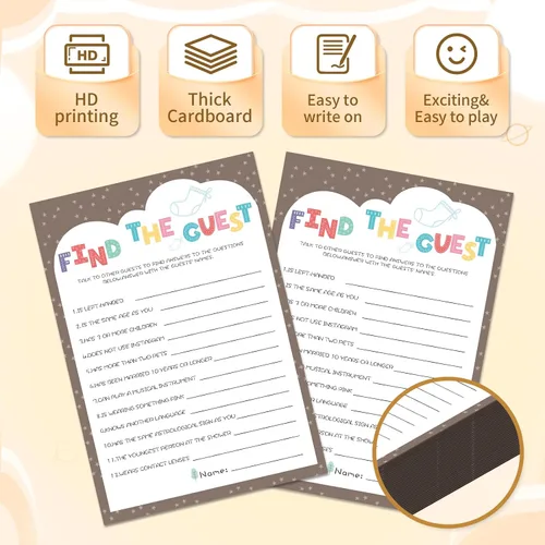 Miniatura 3 de OLOUTAB Juegos de Baby Shower para Niño o Niña - Juego de Vientre de Cerveza o Barriga de Bebé (50 Tarjetas), De Género Neutral, Papel Grueso