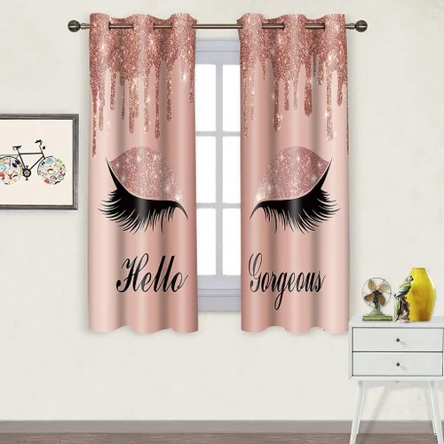 Miniatura 14 de Hello Gorgeous - Cortina de pestañas de unicornio, para oscurecer la habitación, con aislamiento térmico, con ojales, para decoración de dormitorio