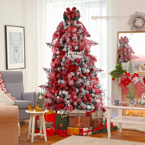 Miniatura 7 de CristBest Juego de 30 adornos de bolas de Navidad - Bolas de Navidad de plástico transparente inastillable de 60 mm / 2.36", juego de bolas de Rojo
