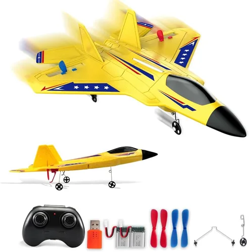 Miniatura 16 de Avión RC, avión RC F22 listo para volar, avión de control remoto de 2.4 GHz, avión de control remoto de 2 canales, juguete de aviones RC para niños