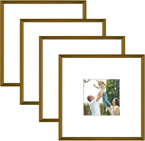 Miniatura 22 de Golden State Art Portarretratos de 5 x 7 pulgadas con paspartú para fotos de 4 x 6 pulgadas, juego de 4 marcos de aluminio de vidrio real de alta