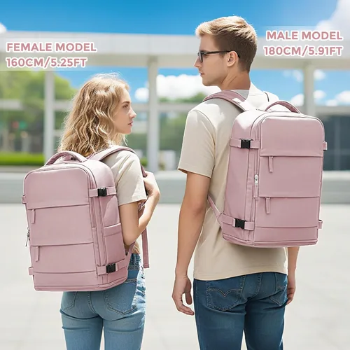 Miniatura 2 de coowoz Mochila grande de viaje para mujeres y hombres, mochila de transporte, mochila para senderismo impermeable, mochila deportiva para Rosa