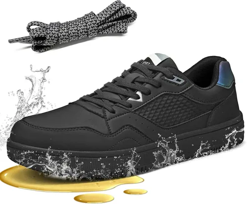 SPIEZ Zapatos de trabajo antideslizantes para hombres y mujeres, zapatos de servicio de alimentos antideslizantes y resistentes al aceite, zapatos
