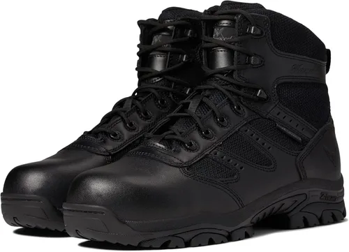 Thorogood Deuce - Botas tácticas negras impermeables de 6 pulgadas con cremallera lateral para hombres y mujeres con puntera de seguridad compuesta,