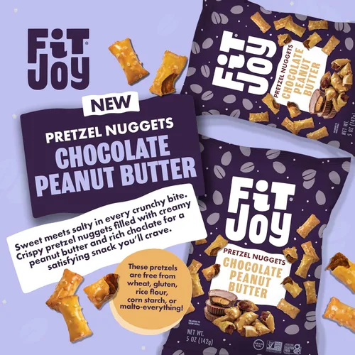 Miniatura 3 de FitJoy Nuggets de pretzel rellenos de mantequilla de maní con chocolate, sin cereales, lácteos y gluten, crujientes con mantequilla de maní cremosa