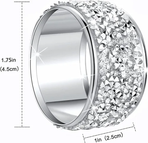 Miniatura 2 de Juego de 12 servilleteros de diamantes de imitación plateados, servilleteros de cristal triturados con hebillas para cena, boda, fiesta, vacaciones
