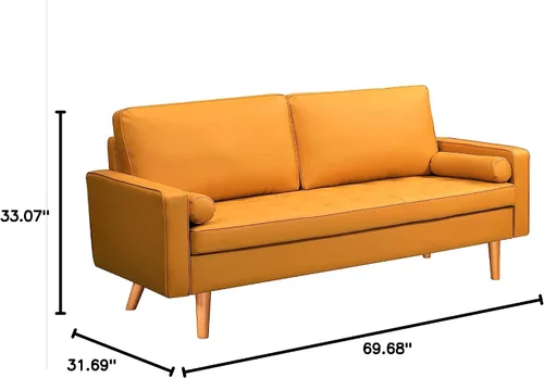 Miniatura 3 de Container Furniture - Sofá de piel sintética para la sala de estar moderna con cojines extraíbles y patas de madera maciza, sofá estilo lujoso