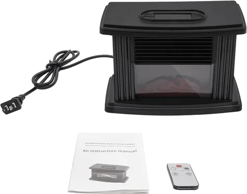 Miniatura 9 de Calentador eléctrico de chimenea, 1000 W, pequeña estufa de chimenea infrarroja independiente con temporizador de velocidad de 3 velocidades, efecto