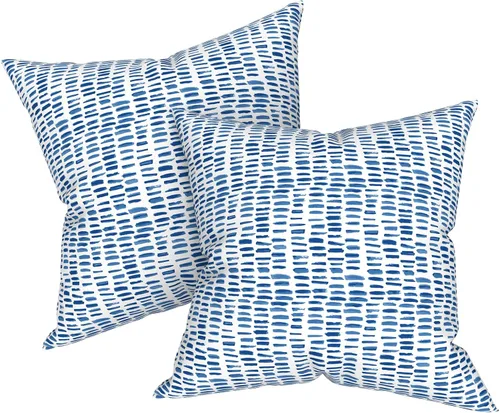 Miniatura 689 de Juego de 2 almohadas para exteriores de 16 x 16 pulgadas, repelentes al agua con interiores, para muebles de patio, hogar, jardín, geometría bohemia