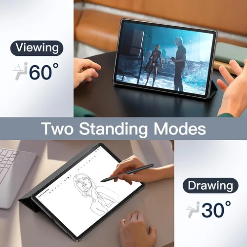 Miniatura 5 de JETech Funda para Samsung Galaxy Tab S10 Lite / S10 FE / S9 FE de 10.9 pulgadas, funda protectora delgada y translúcida con soporte trasero de tres