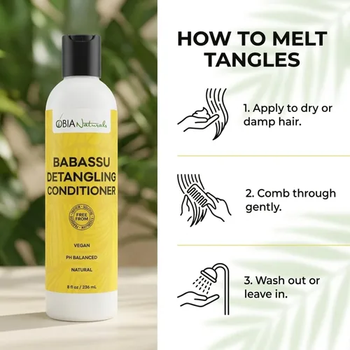 Miniatura 8 de OBIA Naturals Acondicionador desenredante Babassu, 8 onzas Vegan, coconut-free formula with avocado oil. Ideal for hydrating curly, coily and low
