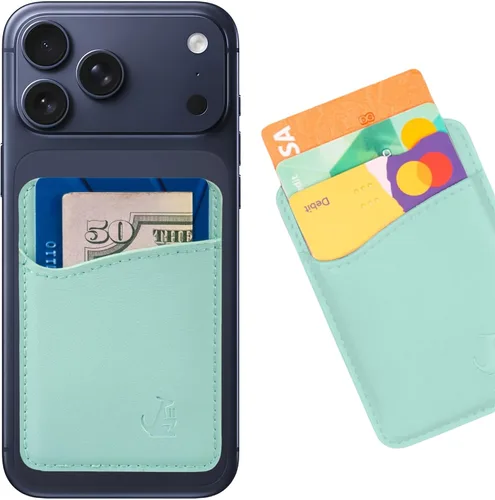 Miniatura 16 de Wallaroo Premium - Tarjetero adhesivo de cuero para teléfono celular - Para Android e iPhone - Para mujeres y hombres - Resistente con forro