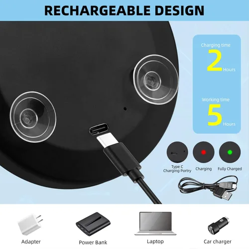 Miniatura 4 de Espejo de aumento con luz 10x, pequeño espejo de aumento de viaje con ventosas, recargable de 4 pulgadas con atenuación iluminada, espejo