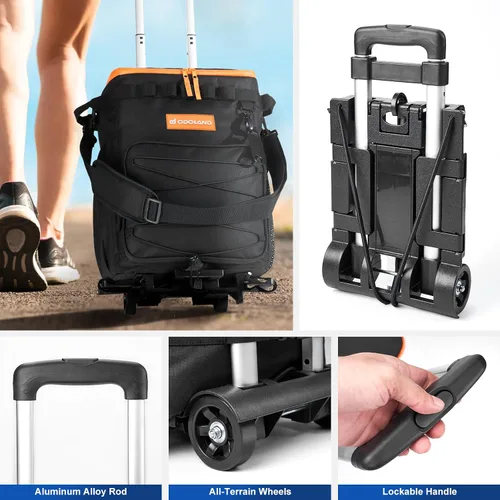 Miniatura 7 de Odoland 72 Can Rolling Cooler Bag with Wheels & Handle, Collapsible Insulated Ice Chest for Beach, Camping & Tailgating - Portable Travel Soft